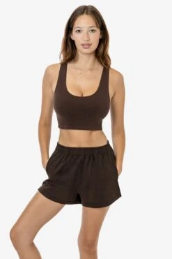 1214GD - Heavy Jersey Garment Dye Short Shorts -Tops Zone 1214GD CHOCOLATE 2s