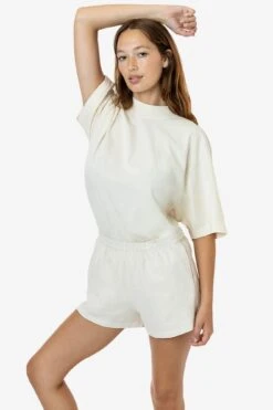 1825GD Mix - Oversized Short Sleeve High Mockneck T-shirt -Tops Zone 1214GD CREME 1s f8198355 9844 4a5b b74e 1f0ed190f893