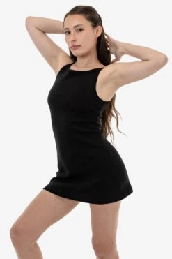 14R315 - 14/1 Rib Spaghetti Boatneck Dress -Tops Zone 14R315 BLACK 1s