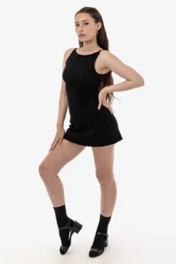 14R315 - 14/1 Rib Spaghetti Boatneck Dress -Tops Zone 14R315 BLACK FB1s