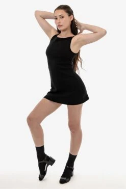 14R315 - 14/1 Rib Spaghetti Boatneck Dress -Tops Zone 14R315 BLACK FB2s