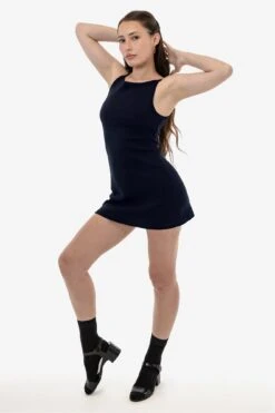 14R315 - 14/1 Rib Spaghetti Boatneck Dress -Tops Zone 14R315 NAVY R2