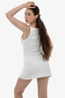 14R315 - 14/1 Rib Spaghetti Boatneck Dress -Tops Zone 14R315 WHITE 3s