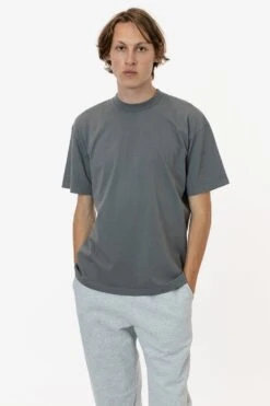 The 1801 - 6.5oz Garment Dye Crew Neck T-Shirt (Colors 1 Of 3) -Tops Zone 1801GD CHARCOAL M 2023ColorGrid