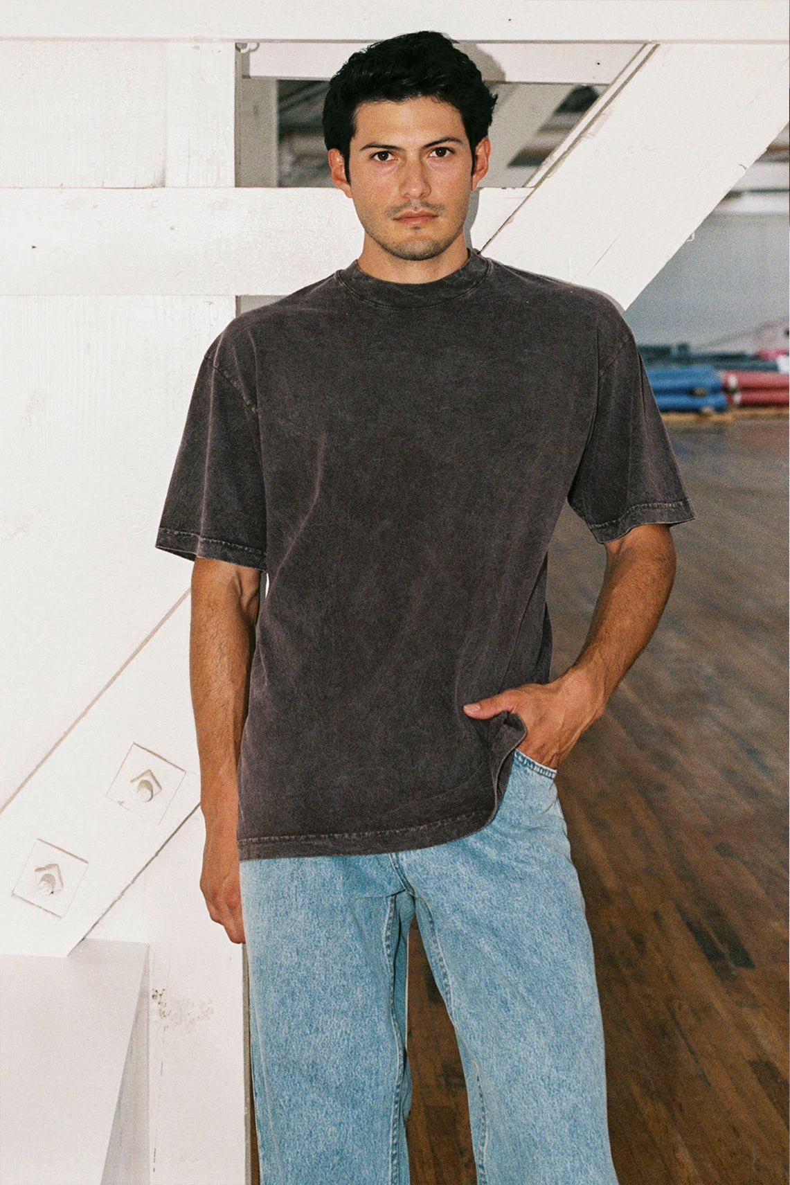 The 1801 - 6.5oz Garment Dye Crew Neck T-Shirt (Mineral Wash) 8 The 1801 - 6.5oz Garment Dye Crew Neck T-Shirt (Mineral Wash) - Image 8