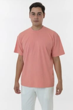 The 1801 - 6.5oz Garment Dye Crew Neck T-Shirt (Colors 1 Of 3) -Tops Zone 1801GD CORAL M 2023ColorGrid