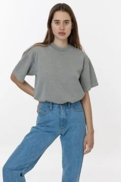 The 1801 - 6.5oz Garment Dye Crew Neck T-Shirt (Pigment Dye) -Tops Zone 1801GD DARKSILVER W 2023ColorGrid