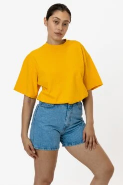 The 1801 - 6.5oz Garment Dye Crew Neck T-Shirt (Colors 1 Of 3) -Tops Zone 1801GD GOLD W