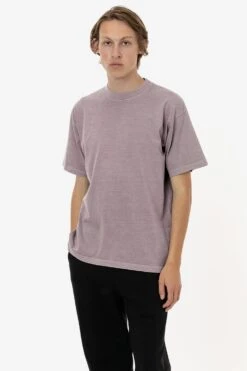 The 1801 - 6.5oz Garment Dye Crew Neck T-Shirt (Pigment Dye) -Tops Zone 1801GD PATCHOULI M 2023ColorGrid