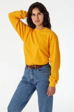 1807GD Unisex - 6.5oz Long Sleeve Garment Dye Crew Neck T-Shirt -Tops Zone 1807 gold small sofia