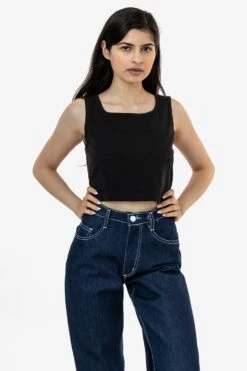 1822GD - Garment Dye Crop Tank -Tops Zone 1822 blacknatalie