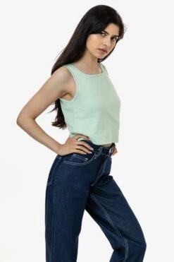 1822GD - Garment Dye Crop Tank -Tops Zone 1822 seafoamnatalie