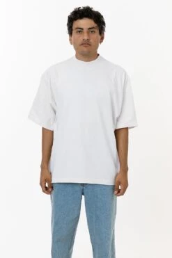 1825GD Unisex - Oversized Short Sleeve High Mockneck T-shirt -Tops Zone 1825GD white 6cc76b65 e626 4ead aa21 82a341bfa767
