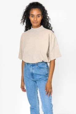 1825GD Unisex - Oversized Short Sleeve High Mockneck T-shirt -Tops Zone 1825gd 2 F