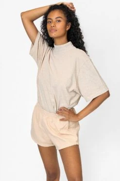 1825GD Unisex - Oversized Short Sleeve High Mockneck T-shirt -Tops Zone 1825gd 3 F