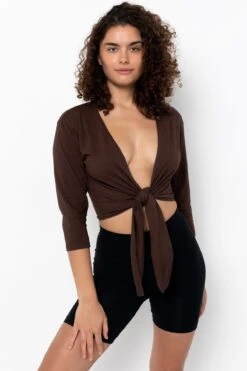 1826GD - Le Weekend Tie Top 21 1826GD - Le Weekend Tie Top -Tops Zone 1826GD CHOCOLATE