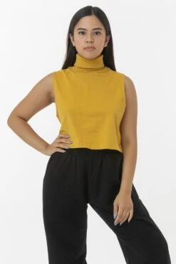 18323GD - Garment Dye Sleeveless Turtleneck Crop Top -Tops Zone 18323 3