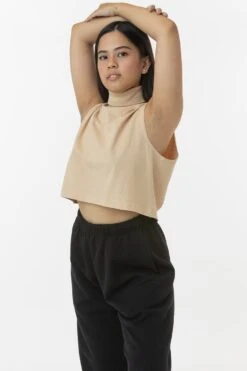 18323GD - Garment Dye Sleeveless Turtleneck Crop Top -Tops Zone 18323 7