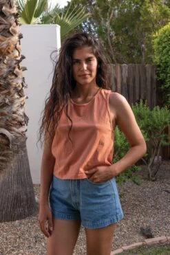 1833GD - Garment Dye Mid-Tank -Tops Zone 1833GD Terracotta2