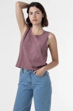 1833GD - Garment Dye Mid-Tank -Tops Zone 1833 mauve AVI Medium crop