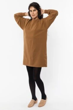 1837GD - Long Sleeve Garment Dye Mockneck Dress 39 1837GD - Long Sleeve Garment Dye Mockneck Dress -Tops Zone 1837GD Brass3