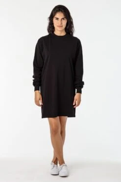 1837GD - Long Sleeve Garment Dye Mockneck Dress 30 1837GD - Long Sleeve Garment Dye Mockneck Dress -Tops Zone 1837GD black 1 sofia