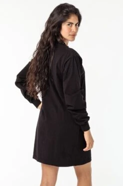 1837GD - Long Sleeve Garment Dye Mockneck Dress 26 1837GD - Long Sleeve Garment Dye Mockneck Dress -Tops Zone 1837GD black 3 sofia