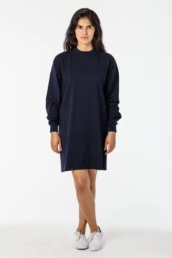1837GD - Long Sleeve Garment Dye Mockneck Dress 29 1837GD - Long Sleeve Garment Dye Mockneck Dress -Tops Zone 1837GD navy 1 sofia