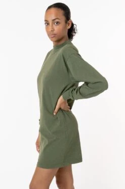1837GD - Long Sleeve Garment Dye Mockneck Dress 32 1837GD - Long Sleeve Garment Dye Mockneck Dress -Tops Zone 1837green1