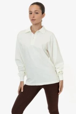 18417GD Unisex - 18/1 Long Sleeve Polo T-Shirt -Tops Zone 18417GD creme 91f9730d 3ab2 4e59 927c af53729c260b