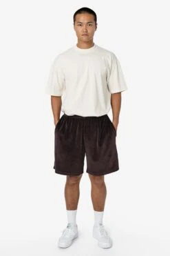 VLR442GD - Garment Dye Velour Mid-Length Wide Short -Tops Zone 1Q6A9599 full