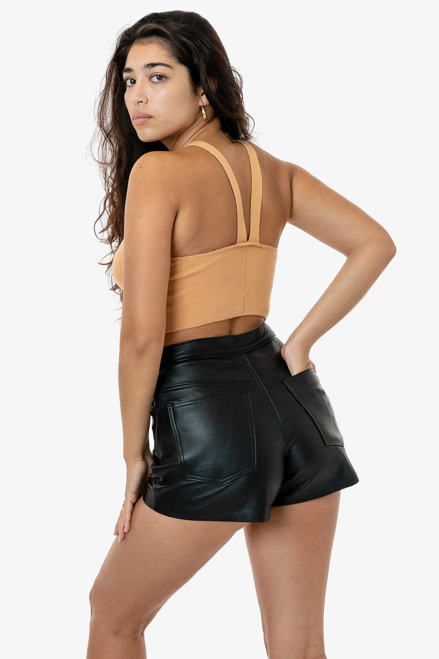 RLH746 - Leather Front Tie Up Short 7 RLH746 - Leather Front Tie Up Short - Image 7