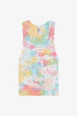 21308TD - Tie Dye 2x1 Crop Tank -Tops Zone 21308 pasteltd