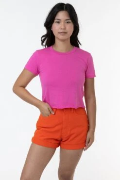 23302 - Fine Jersey Crop Top -Tops Zone 23302 fuchsia