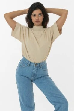 1825GD Unisex - Oversized Short Sleeve High Mockneck T-shirt -Tops Zone 2 2f4974fc ffaf 452f 8c7e a7fadf62af26