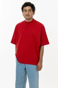 1825GD Unisex - Oversized Short Sleeve High Mockneck T-shirt -Tops Zone 41 red