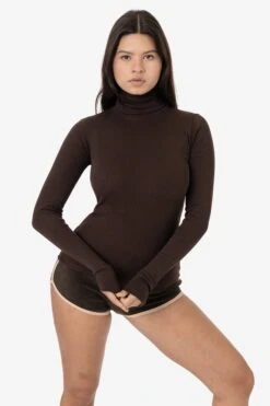 43006 - Baby Rib Turtleneck -Tops Zone 43006 BROWN 1