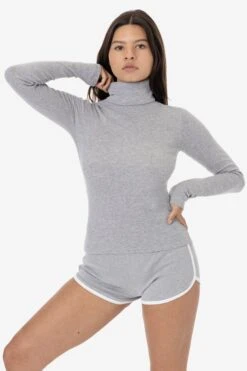 43006 - Baby Rib Turtleneck -Tops Zone 43006 heathergrey 1