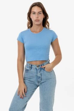 43035 - Cap Sleeve Baby Rib Crop Top 24 43035 - Cap Sleeve Baby Rib Crop Top -Tops Zone 43035 BABYBLUE s
