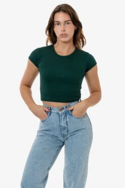 43035 - Cap Sleeve Baby Rib Crop Top 25 43035 - Cap Sleeve Baby Rib Crop Top -Tops Zone 43035 FOREST s