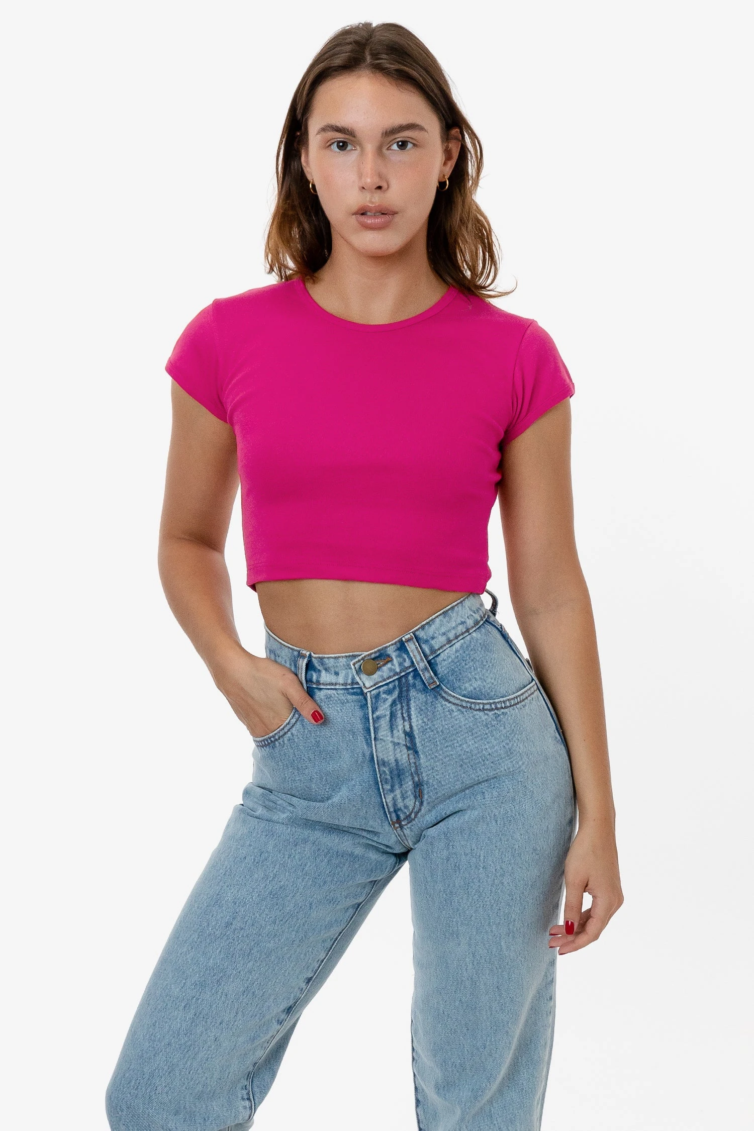 43035 - Cap Sleeve Baby Rib Crop Top 2 43035 - Cap Sleeve Baby Rib Crop Top - Image 2