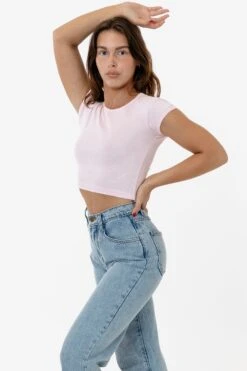 43035 - Cap Sleeve Baby Rib Crop Top 32 43035 - Cap Sleeve Baby Rib Crop Top -Tops Zone 43035 LTPINK s
