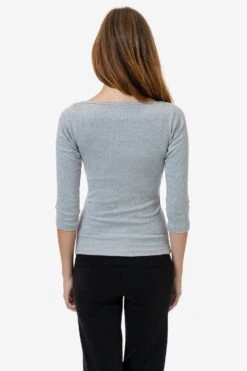 43044 - Baby Rib 3/4 Sleeve Boatneck Top -Tops Zone 43044 ISABEL HGRY2f