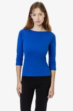 43044 - Baby Rib 3/4 Sleeve Boatneck Top -Tops Zone 43044 ISABEL ROYAL1f