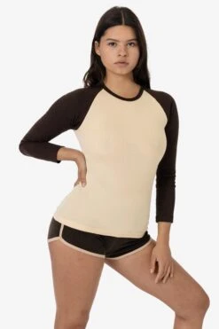 43053 - Baby Rib Long Sleeve Raglan -Tops Zone 43053 CREME BROWN 1