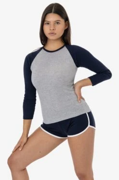 43053 - Baby Rib Long Sleeve Raglan -Tops Zone 43053 HTRGREY NAVY 1