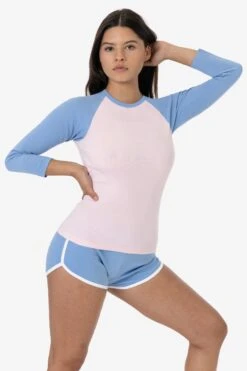 43053 - Baby Rib Long Sleeve Raglan -Tops Zone 43053 LPINK BBLUE 1