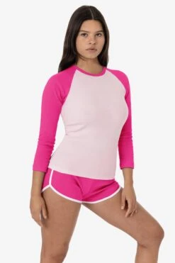 43053 - Baby Rib Long Sleeve Raglan -Tops Zone 43053 LPINK FUCHSIA
