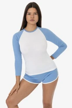 43053 - Baby Rib Long Sleeve Raglan -Tops Zone 43053 WHITE BABYBLUE 1