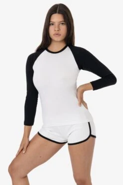 43053 - Baby Rib Long Sleeve Raglan -Tops Zone 43053 WHITE BLACK 1
